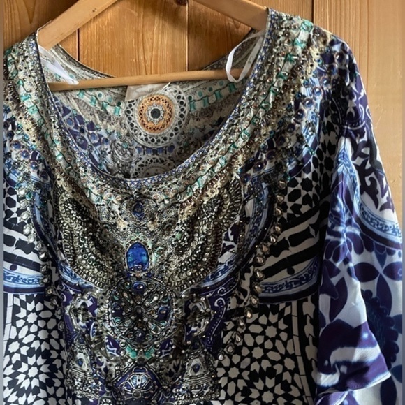 Camilla Kaftan Silk Cover up Dress jeweled embellished O/S - Picture 2 of 11